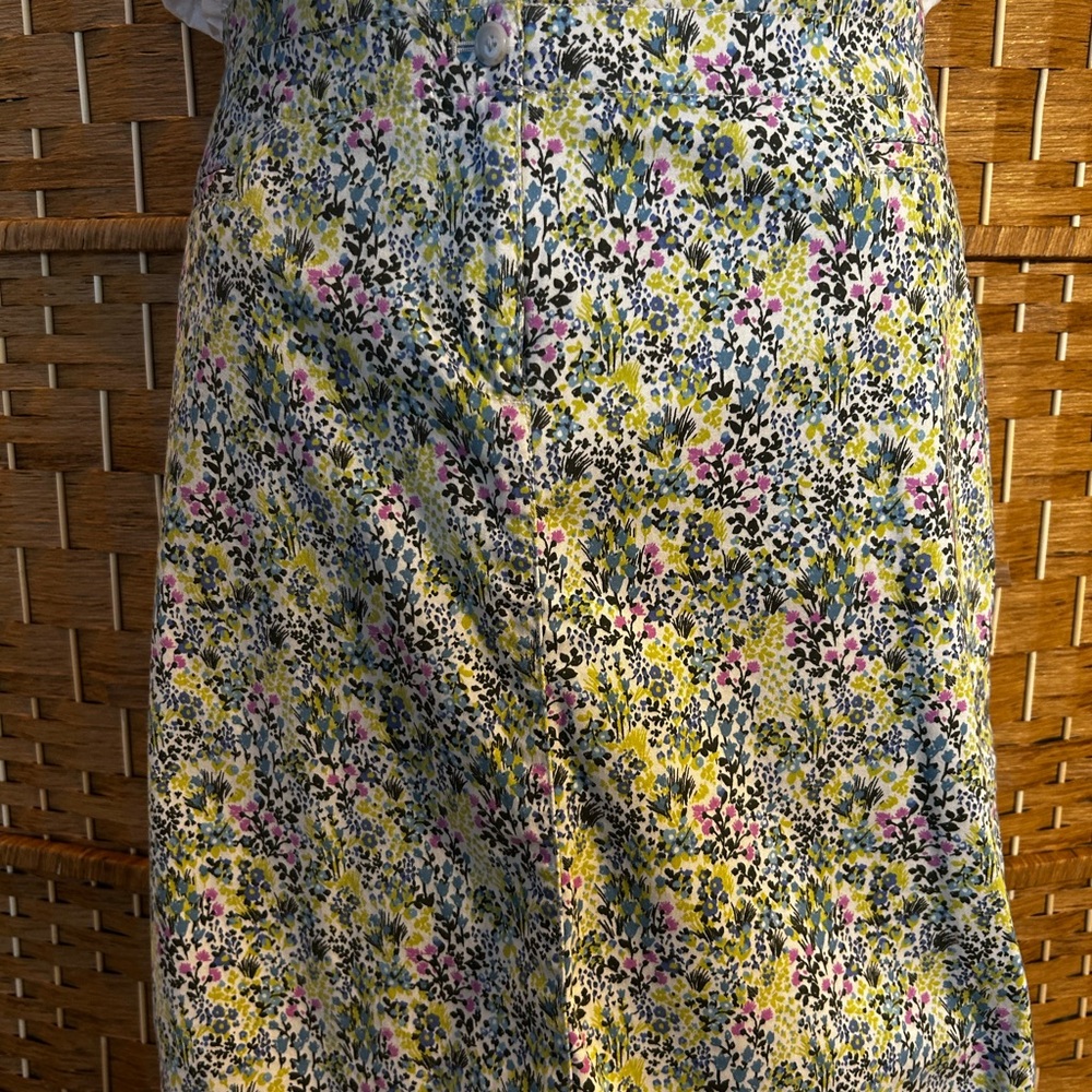 J. Jill Live-In Chino Skirt 12 Floral Cotton Stretch A-Line Cottagecore Spring